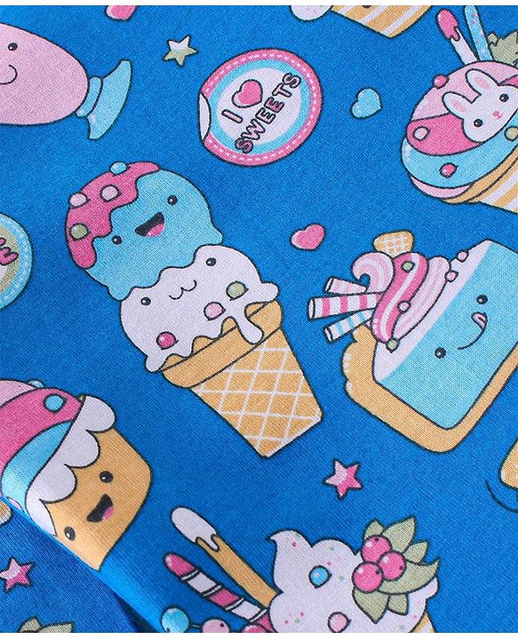 Babyhug Cotton Knit Full Sleeves Ice Cream Printed Night Suit - Blue
