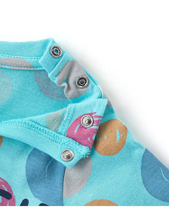 Babyhug Cotton Knit Full Sleeves Text Printed Night Suit - Blue