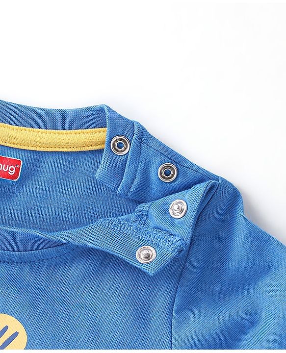 Babyhug Cotton Knit Full Sleeves Lion Printed Night Suit - Blue