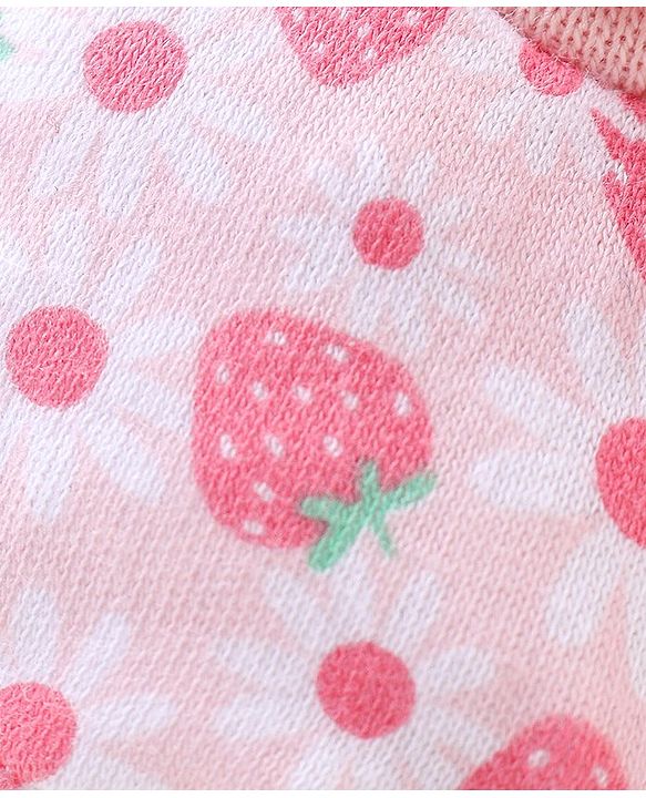 Babyhug 100% Cotton Knit Floral Printed Mittens & Booties -Pink