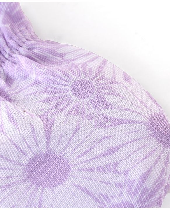 Babyhug 100% Cotton Knit Floral Print Mittens & Booties - Purple