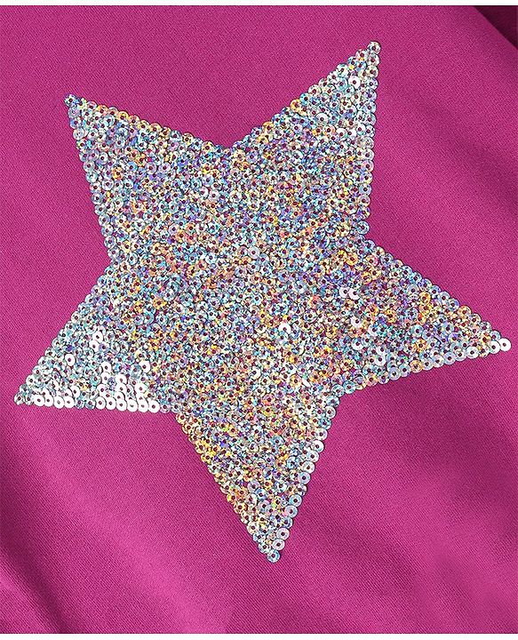 Babyhug Cotton Knit Full Sleeves Sweatshirt with Sequins & Foil Detailing - Purple