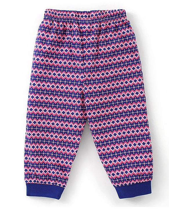 Babyhug Cotton Full Sleeves Night Suit Kitty Print- Pink & Purple