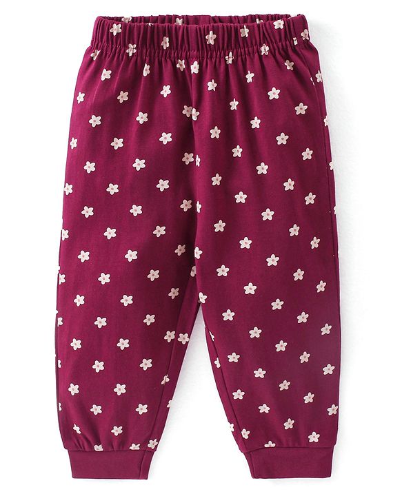 Babyhug Cotton Full Sleeves Night Suit Deer Print - Purple