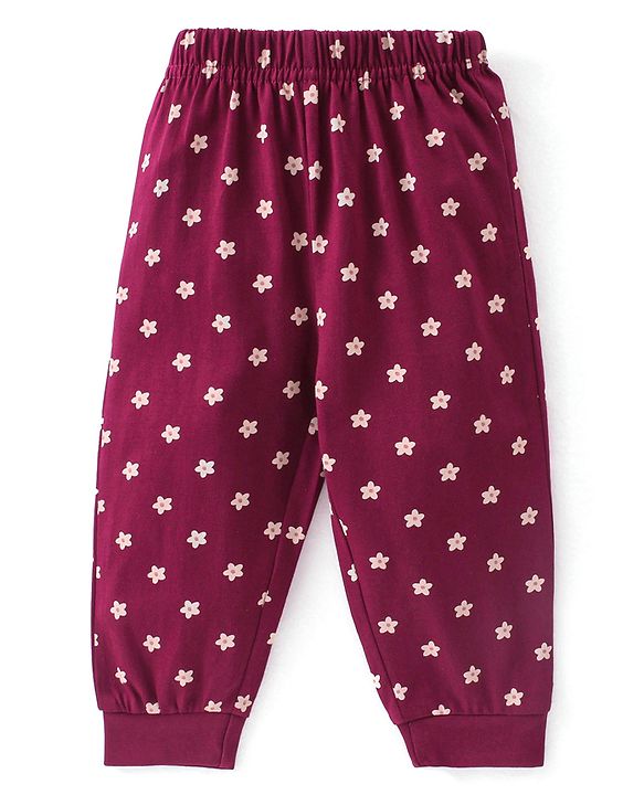 Babyhug Cotton Full Sleeves Night Suit Deer Print - Purple