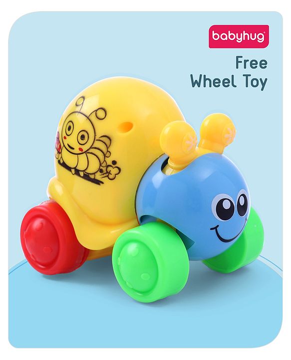 Babyhug Colorful Snail on Wheel Friction-Powered Toy|BPA-Free Plastic|Visual Sensory Development|Early Learning Motor Skills Enhancer |Ideal Gift|Age 3+|BIS|(Wheel Color May Vary)