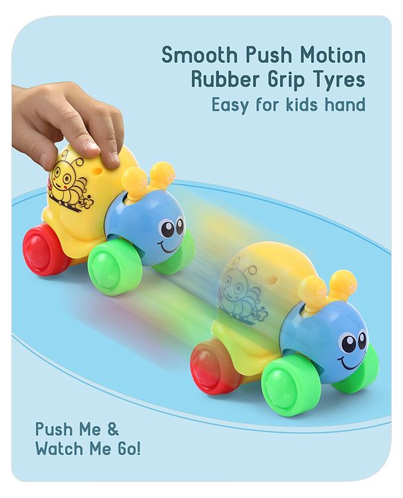 Babyhug Colorful Snail on Wheel Friction-Powered Toy|BPA-Free Plastic|Visual Sensory Development|Early Learning Motor Skills Enhancer |Ideal Gift|Age 3+|BIS|(Wheel Color May Vary)