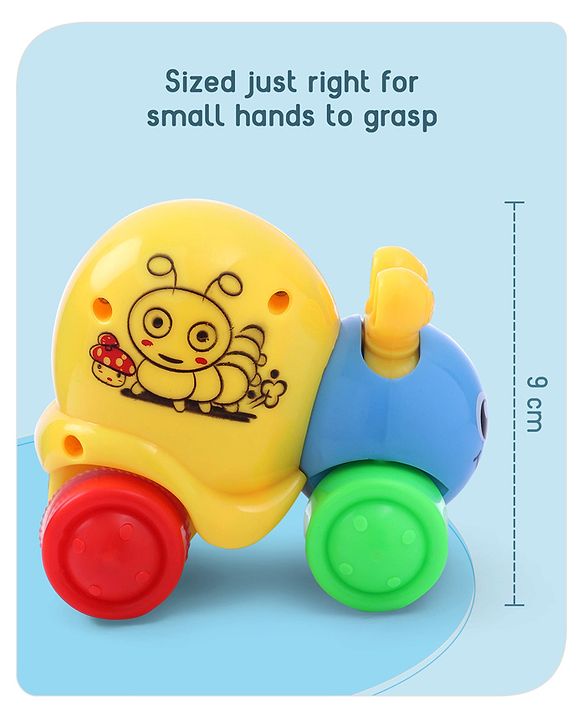Babyhug Colorful Snail on Wheel Friction-Powered Toy|BPA-Free Plastic|Visual Sensory Development|Early Learning Motor Skills Enhancer |Ideal Gift|Age 3+|BIS|(Wheel Color May Vary)