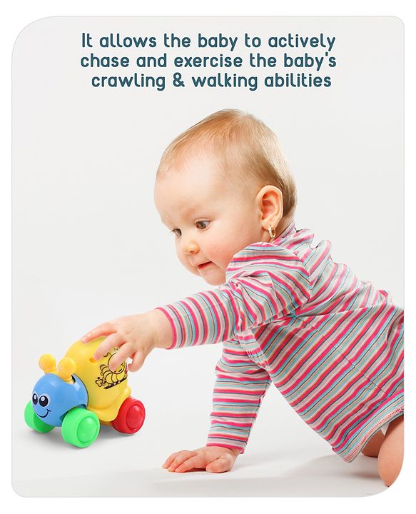 Babyhug Colorful Snail on Wheel Friction-Powered Toy|BPA-Free Plastic|Visual Sensory Development|Early Learning Motor Skills Enhancer |Ideal Gift|Age 3+|BIS|(Wheel Color May Vary)