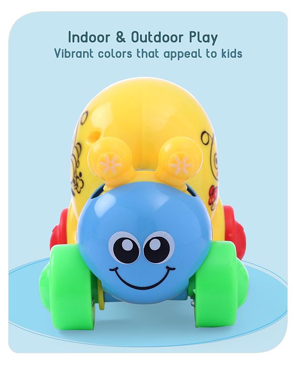 Babyhug Colorful Snail on Wheel Friction-Powered Toy|BPA-Free Plastic|Visual Sensory Development|Early Learning Motor Skills Enhancer |Ideal Gift|Age 3+|BIS|(Wheel Color May Vary)