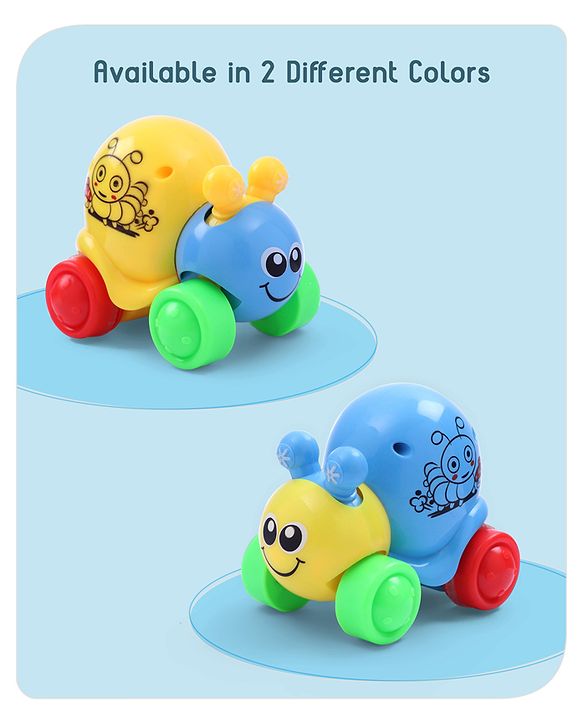 Babyhug Colorful Snail on Wheel Friction-Powered Toy|BPA-Free Plastic|Visual Sensory Development|Early Learning Motor Skills Enhancer |Ideal Gift|Age 3+|BIS|(Wheel Color May Vary)
