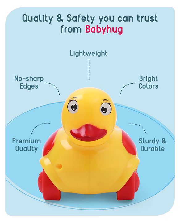 Babyhug Duck On Wheels- Yellow and Red