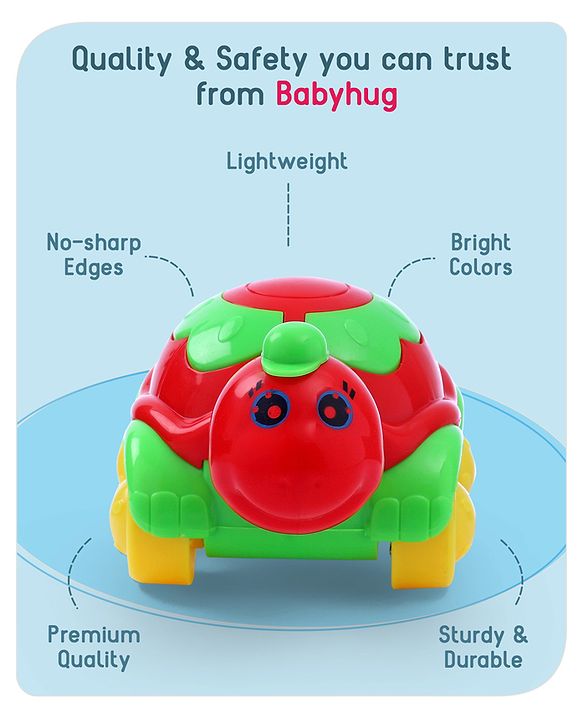 Babyhug Turtle On Wheel- Red & Green