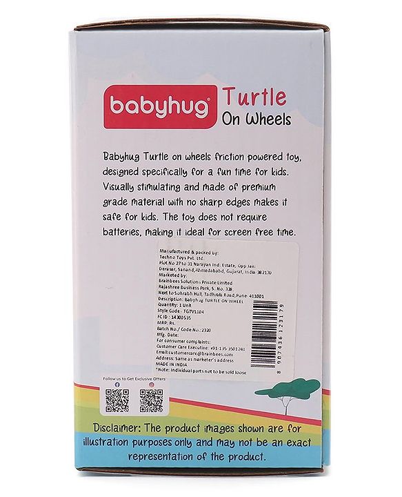 Babyhug Turtle On Wheel- Red & Green