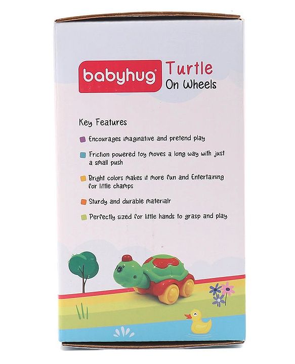 Babyhug Turtle On Wheel- Red & Green