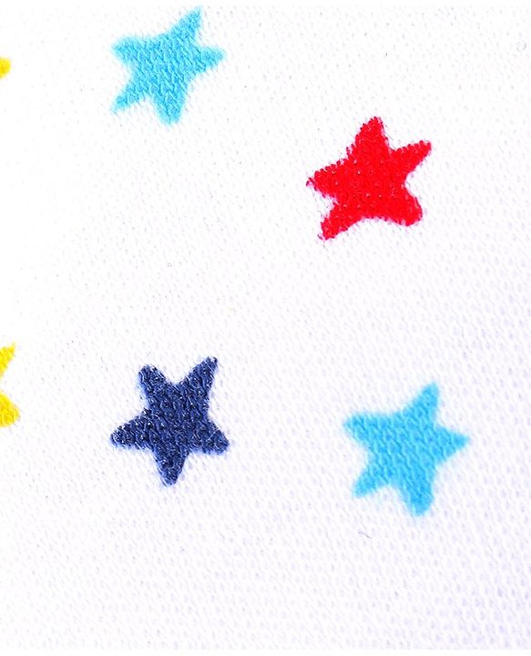 Babyhug 100% Cotton Knit Star Print Cap Mittens & Booties- White