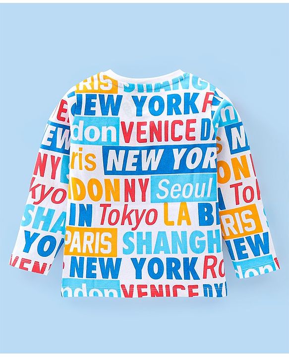 Babyhug Cotton Full Sleeves Tee With Text Graphics- Off White