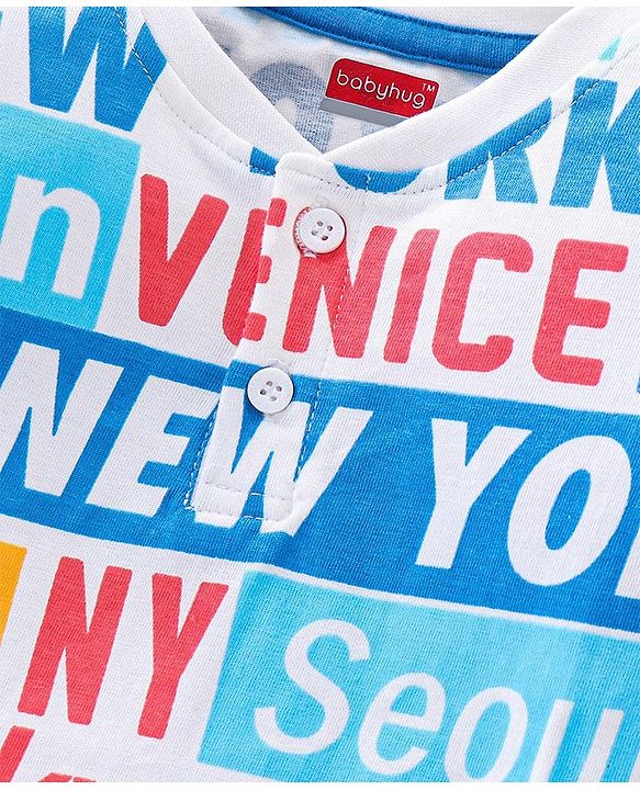 Babyhug Cotton Full Sleeves Tee With Text Graphics- Off White