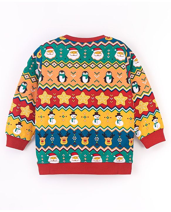 Babyhug Cotton Knit Full Sleeves Sweatshirt with All Over Graphics Print   - Multicolour