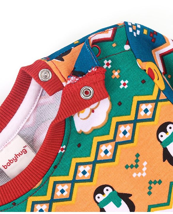 Babyhug Cotton Knit Full Sleeves Sweatshirt with All Over Graphics Print   - Multicolour