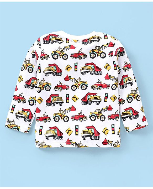 Babyhug 100% Cotton Knit Full Sleeves Tee with Car Graphics Pack of 3 - Multicolour