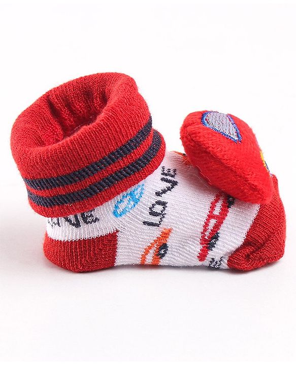 Cute Walk by Babyhug Sock Shoes with Car Applique - Red