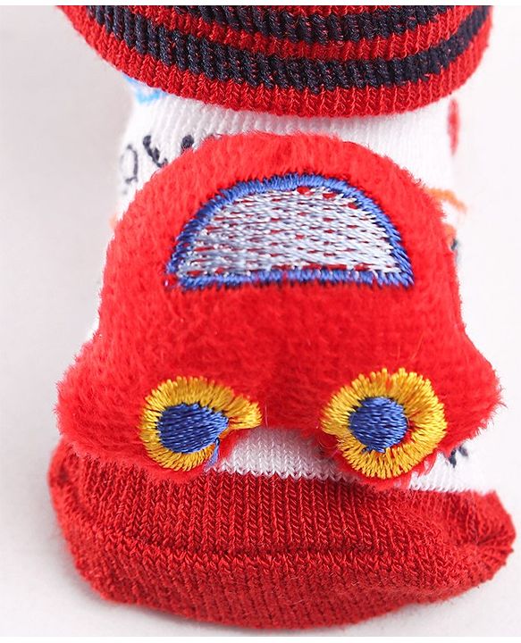 Cute Walk by Babyhug Sock Shoes with Car Applique - Red