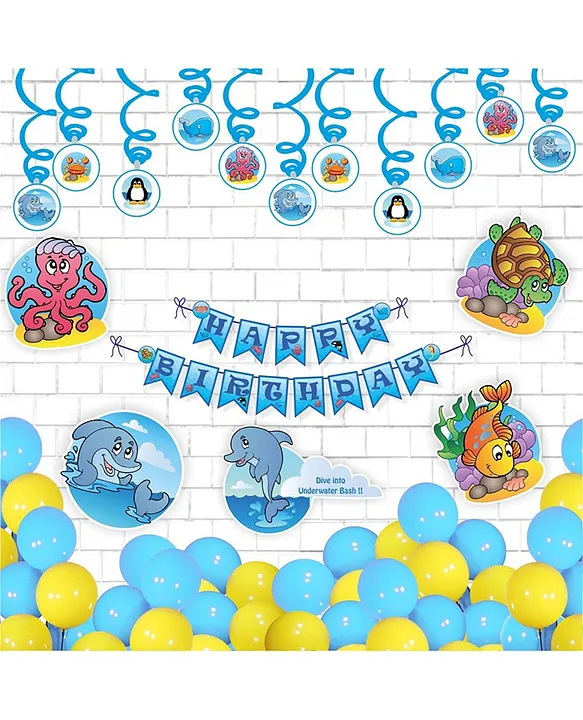 Untumble Underwater Theme Birthday Decoration Swirls Kit Pack of 56 Online  in India, Buy at Best Price from  - 14304527