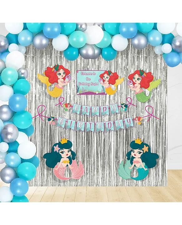 Untumble Mermaid Theme Birthday Decoration Silver Foil Kit Multicolor Pack  of 108 Online in India, Buy at Best Price from  - 14304601