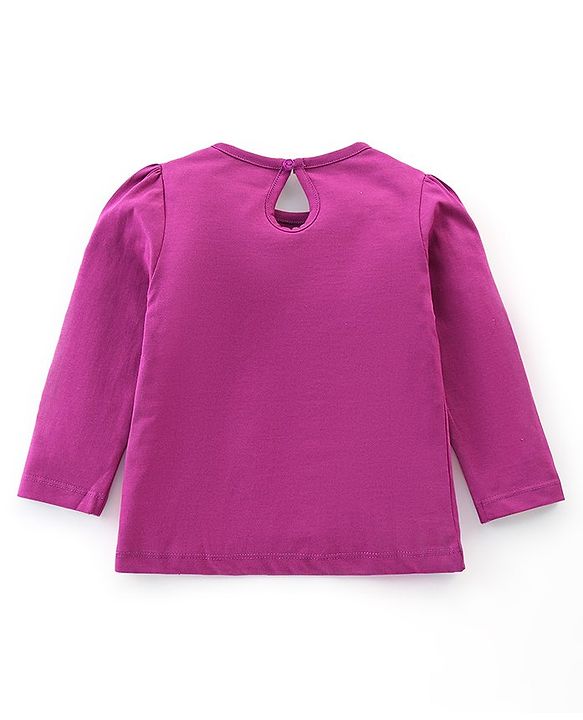 Babyhug Single Jersey Full Sleeves Night Suit With Bear & Polka Dot Print - Purple