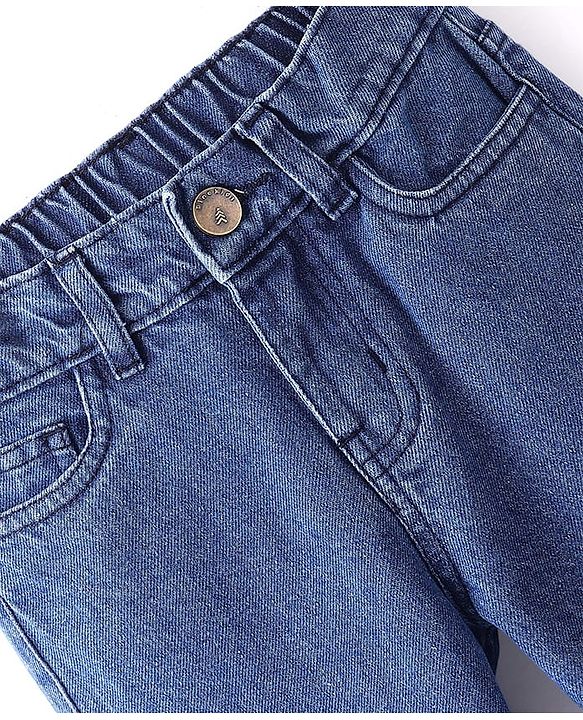 Pine Kids Cotton Woven Slim Fit Washed Denim Jeans - Blue