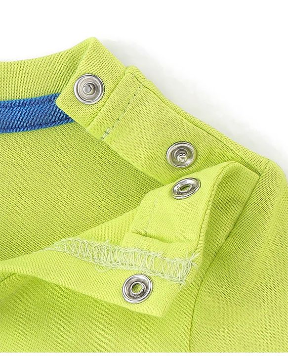 Babyhug Cotton Knit Full Sleeves Lion Printed Night Suit - Green