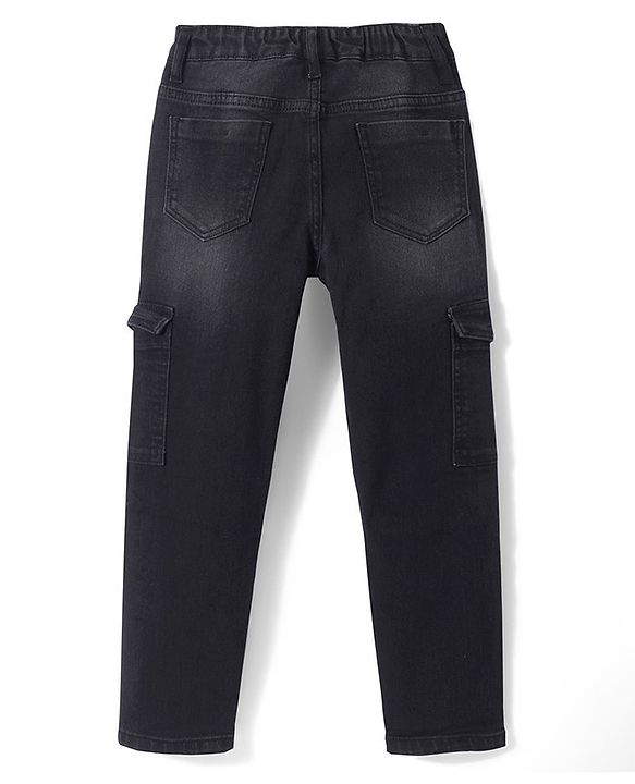 Pine Kids Full Length Cargo fit Washed Denim - Black