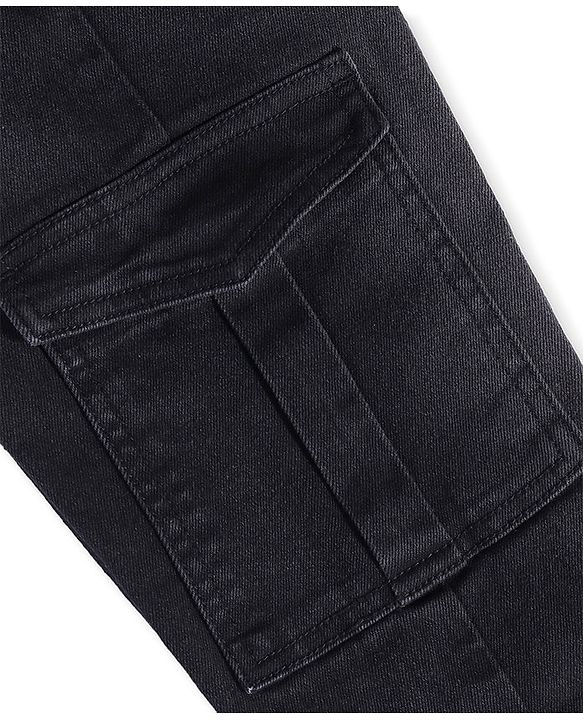Pine Kids Full Length Cargo fit Washed Denim - Black