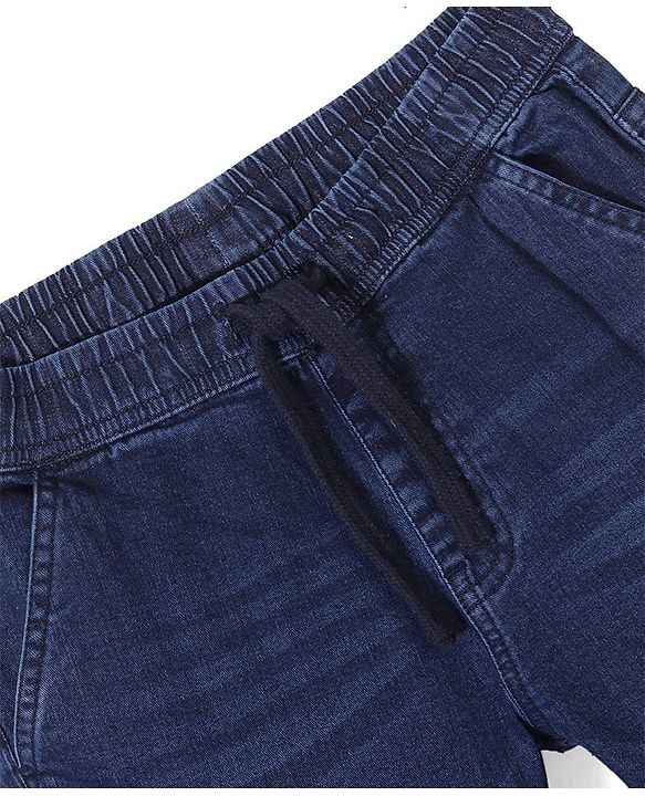 Pine Kids Denim Washed Full Length Cargo Fit Jeans with Pockets - Dark Blue