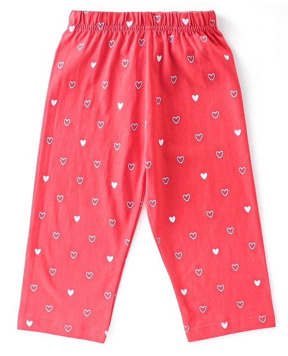 Babyhug Cotton Knit Full Sleeves Night Suit With Text Print - Navy Blue & Red