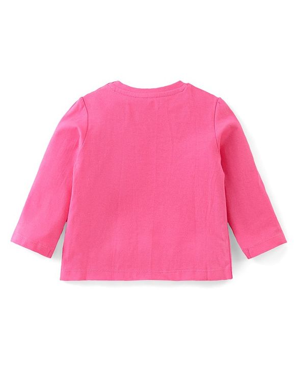 Babyhug Single Jersey Cotton Knit Full Sleeves Nightsuit With Kitty Print - Pink