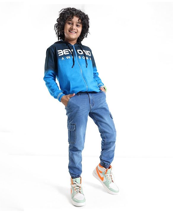 Pine Kids Full Length Solid Color Jogger Fit Denim Jeans - Blue