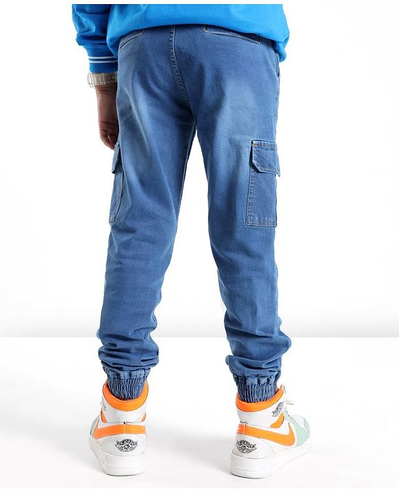 Pine Kids Full Length Solid Color Jogger Fit Denim Jeans - Blue
