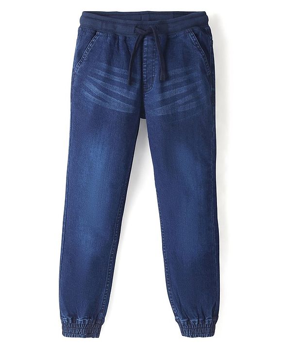 Pine Kids Cotton Elastane Full Length Elasticated Waist Jogger- Dark Blue