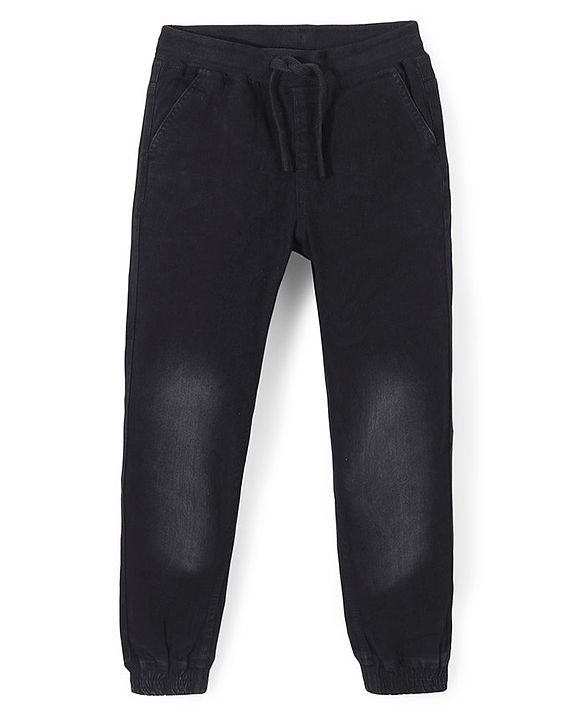 Pine Kids Denim Washed Full Length Joggers - Black