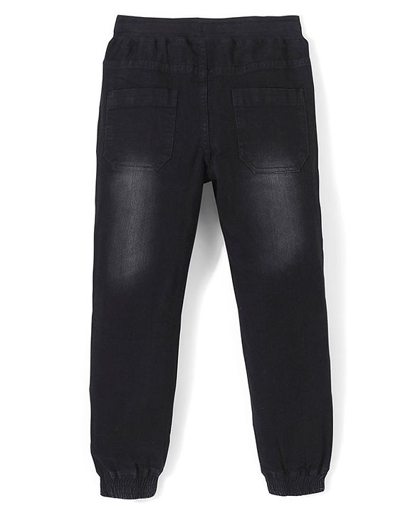 Pine Kids Denim Washed Full Length Joggers - Black