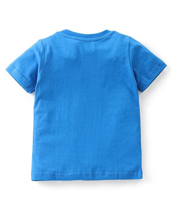 Babyhug 100% Cotton Half Sleeves Lion Printed T-Shirt & Shorts Set - Blue & Yellow