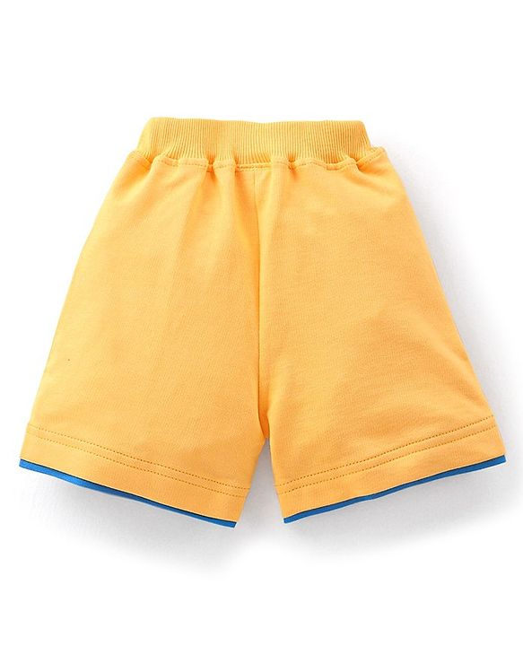 Babyhug 100% Cotton Half Sleeves Lion Printed T-Shirt & Shorts Set - Blue & Yellow