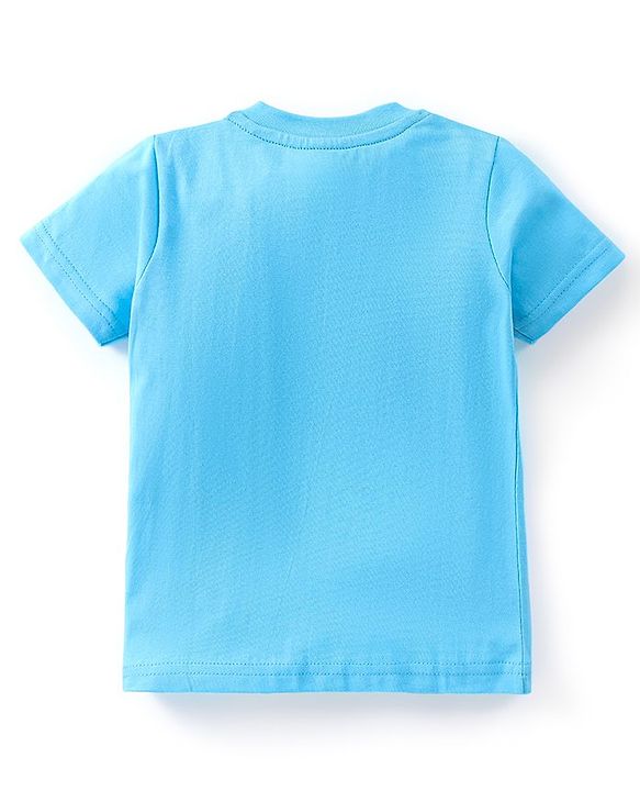 Babyhug Cotton Knit Half Sleeves T-Shirt & Shorts Set Football Print - Blue & Orange
