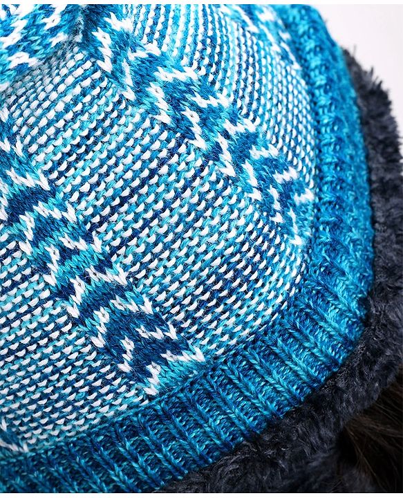 Pine Kids Woollen Cap & Snood Set Blue - Cap Diameter 11 cm