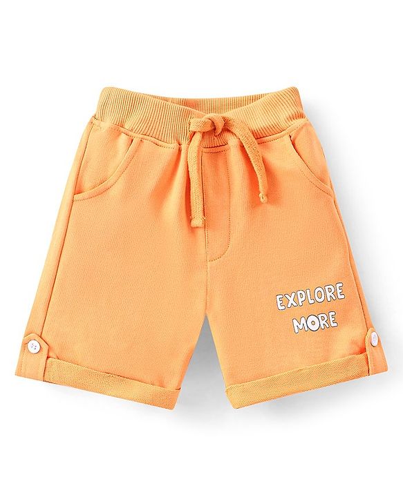 Babyhug 100% Cotton Knit Half Sleeves T-Shirt & Shorts With Rhino & Giraffe Print - Blue & Orange