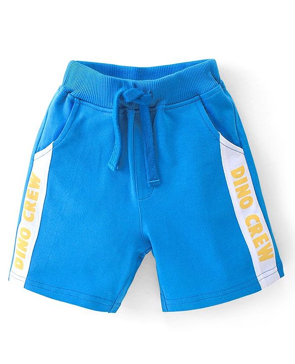 Babyhug Cotton Knit Half Sleeves Dino Printed T-Shirt & Shorts Set - Yellow & Blue