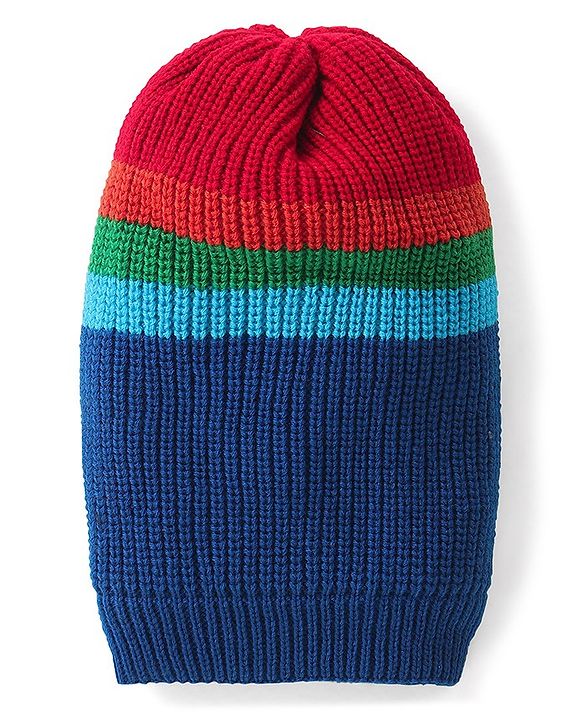 Pine Kids Woollen Cap with Solid Colour Stripes Design Multicolour - Diameter 18 cm