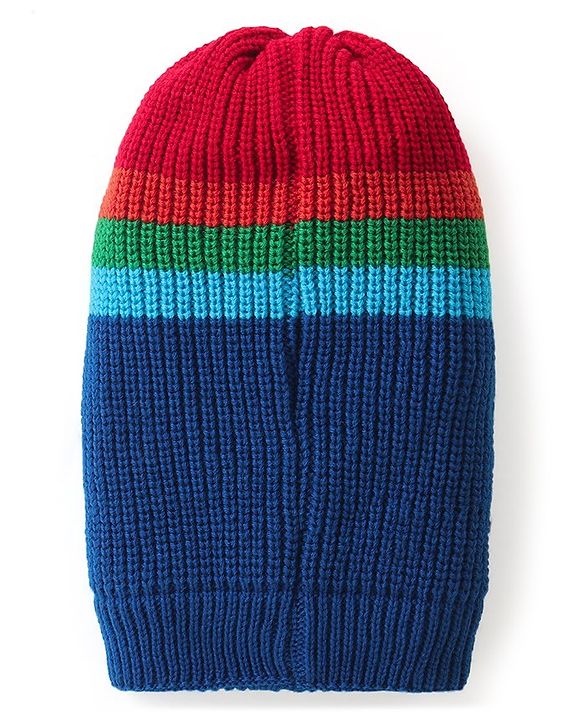 Pine Kids Woollen Cap with Solid Colour Stripes Design Multicolour - Diameter 18 cm